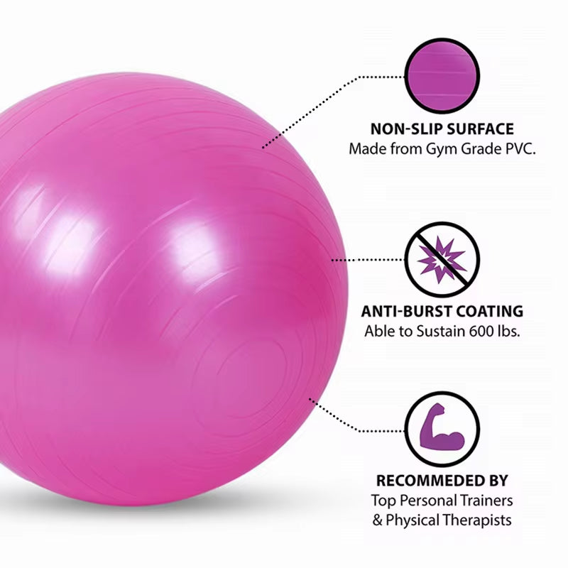 PVC Fitness Balls Yoga Ball Thickened Explosion-Proof Exercise Home Gym Pilates Equipment Balance Ball 45Cm/55Cm/65Cm/75Cm/85Cm